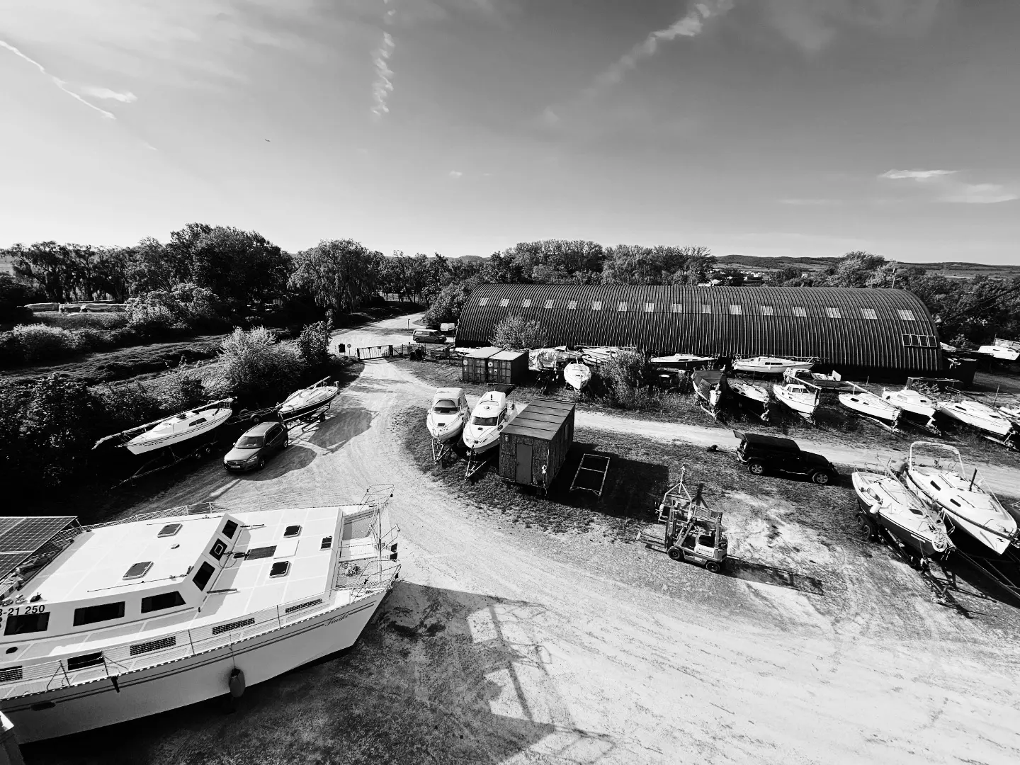 Luftaufnahme der HSPi Werft und des Prüfzentrums in Purbach